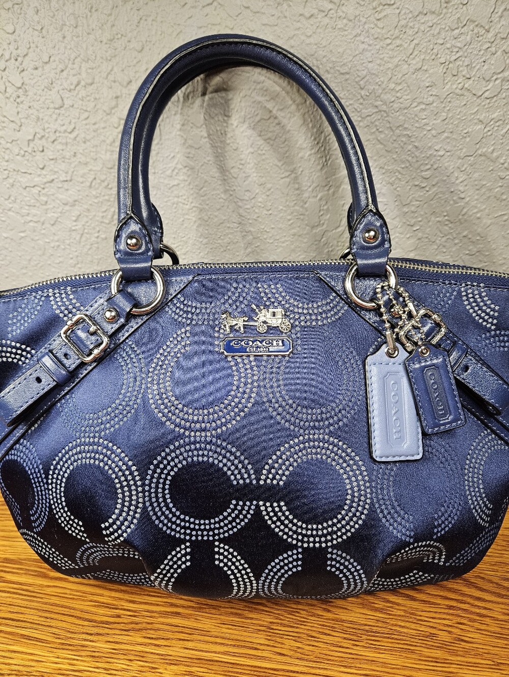 Coach Madison Dotted Op Art Sophia Convertible Bag - Picture 2 of 14